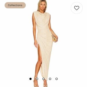 Cream Cowl Neck Asymmetrical Gown for Cocktail